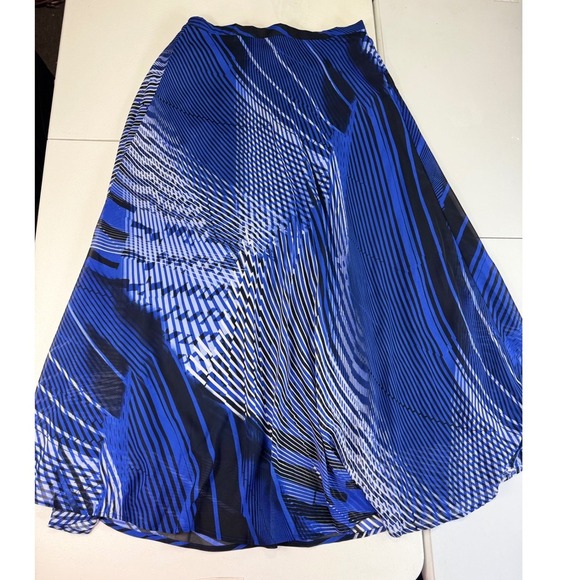 Christopher & Banks Blue Maxi Skirt Abstract Print Elastic Waist Medium - Picture 1 of 11